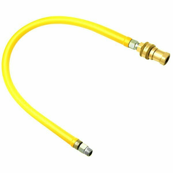 T&S Hg Safe-T-Link 48in Coated Gas Connector Hose w Swivel Fittings Quick Disconnect and 90 Degree Elbows 510HG6D48S